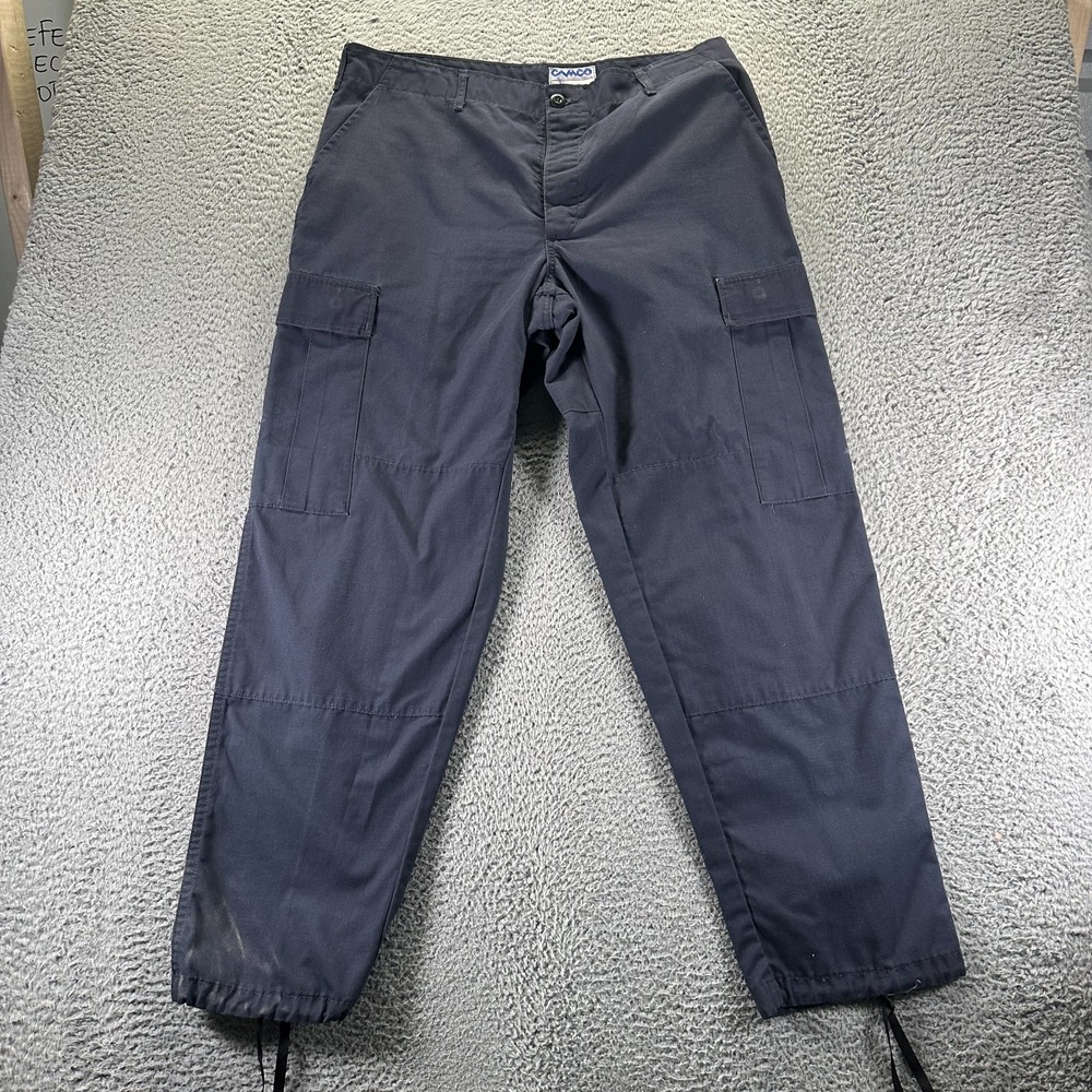 Vintage Camco Pant Mens L Blue Ripstop Cargo Straight UtilityWorkwear Made USA